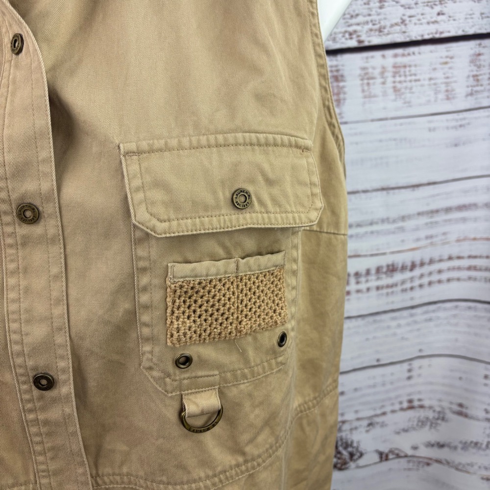 Lauren Ralph Lauren LRL VTG Sleeveless Top Tan Button Down Safari Vest Utility L - Picture 3 of 11
